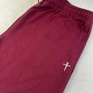 Three Nails Mens French Terry Shorts Burgundy XXL Nail Logo Drawstring Waist